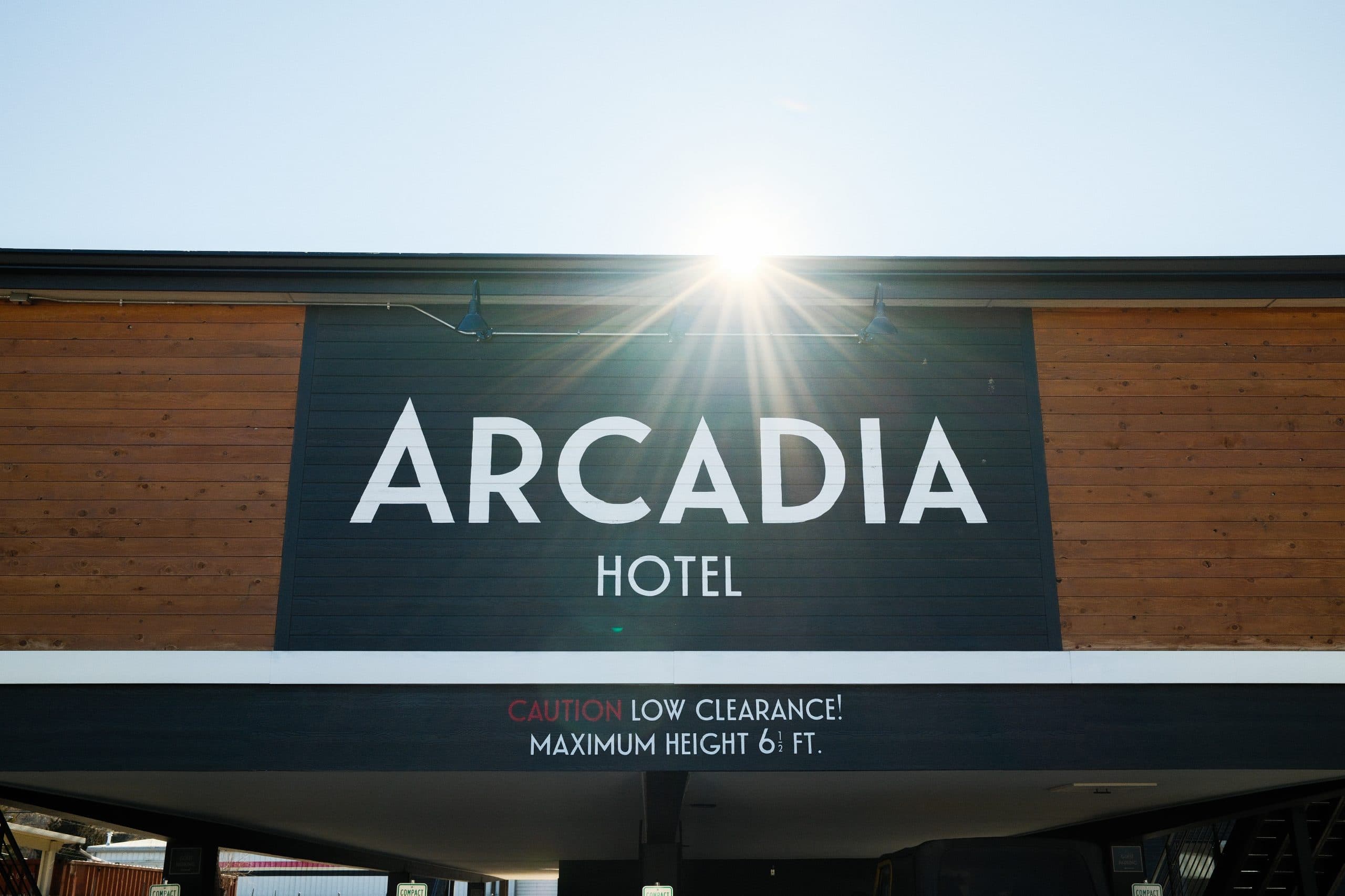 Arcadia Hotel outside front signage